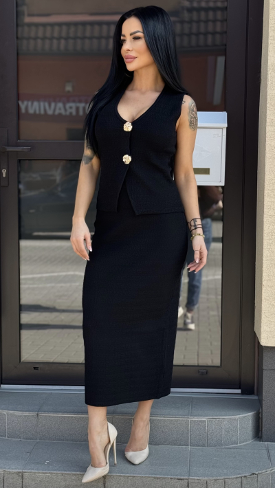 Dámsky čierny dvojdielny komplet