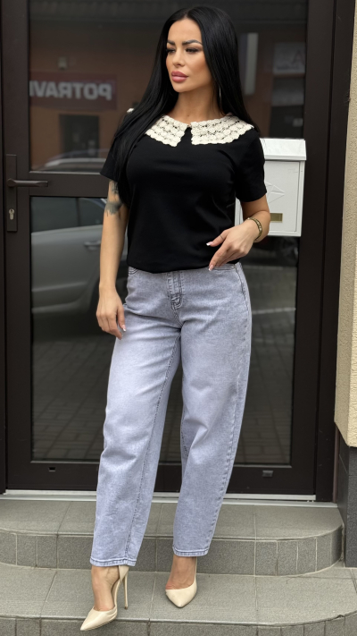 Elegantne čierne tričko s limčekom 