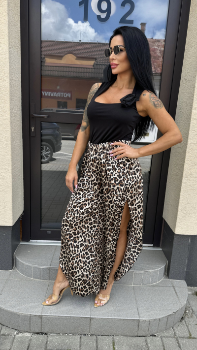 Saténové nohavice – leopardí vzor